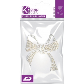 194598 - 3760131945980 - Ki-Sign - Transfert thermocollant clou & strass Noeud blanc 10 cm - 2