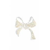 Transfert thermocollant clou & strass Noeud blanc 10 cm