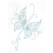 Transfert thermocollant clou & strass Papillon bleu 26cm