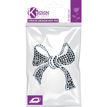 194765 - 3760131947656 - Ki-Sign - Transfert thermocollant clou & strass Noeud noir 10 cm - 3