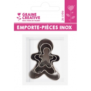 265059 - 3471052650593 - Graine créative - emporte-pièces métal Bonhomme pain d'épices 3 pièces - 3