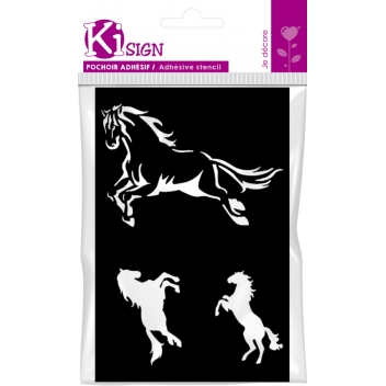 194261 - 3760131942613 - Ki-Sign - Pochoir adhésif Chevaux 12x18 cm - 2