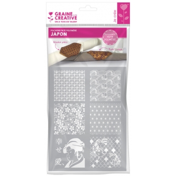 265303 - 3471052653037 - Graine créative - Pochoir silkscreen pour pâte polymère Japon - 5