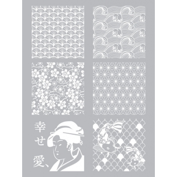 265303 - 3471052653037 - Graine créative - Pochoir silkscreen pour pâte polymère Japon