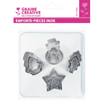 Lot de 12 emporte-pièces Noël en inox Graine créative DTM 265058