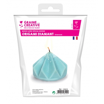 143410 - 3471051434101 - Graine créative - Moule à bougie en latex Origami diamant 8 cm - France - 3