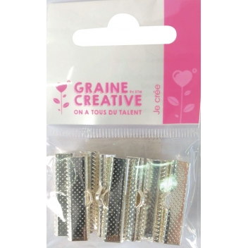268203 - 3471052682037 - Graine créative - Embout fermoir pour ruban et miyuki 25mm Argenté x10