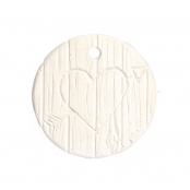 Objet en plâtre Coeur Bois gravé