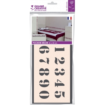 226214 - 3471052262147 - Graine créative - Pochoir déco 12x20 cm Chiffres 2,8cm - France