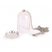 Cloche en verre Argent avec chaine