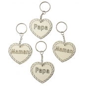 Porte-clés Maman Papa en bois (10 pièces)