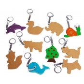 Porte-clés animaux assortis en bois (10 pièces)