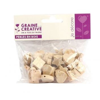 100890 - 3532431008906 - Graine créative - Perle en bois assorties 40 pièces