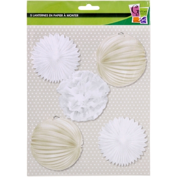 490013 - 3532434900139 - Graine créative - Lanternes blanches à monter soi-même (5 pièces)