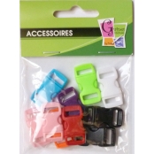 Fermoirs clips plastique (idéal Créacord) 3x1,5cm Assorti. x10