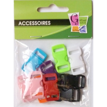 540149 - 3532435401499 - Créacord - Fermoirs clips plastique (idéal Créacord) 3x1,5cm Assorti. x10