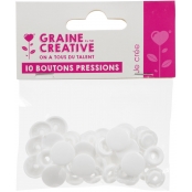 Boutons pression résine Blanc (10 boutons)