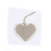 Suspension à broder Coeur en bois 9cm