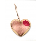 Suspension à broder Coeur en bois 9cm