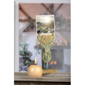 103075 - 3532431030754 - Graine créative - Clip memo Renne géométrique en bois 7cm