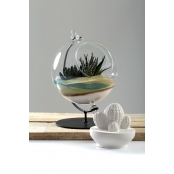 Boule en verre ouverte 14cm avec support