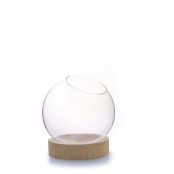 Vase globe avec socle en Bois Ø20cm