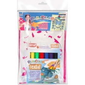 Gouache pour textile Playcolor 6 pcs + Pochoirs Fille