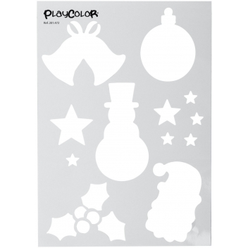 400644 - 8414213092219 - PlayColor - Gouache solide PlayColor 6 pcs + pochoirs Noël - 3