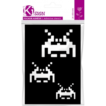 194201 - 3760131942019 - Ki-Sign - Pochoir adhésif Space Invader 7x10 cm - 4
