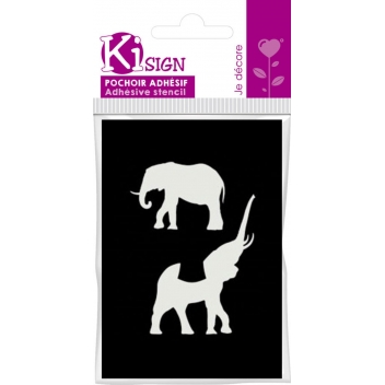 194731 - 3760131947311 - Ki-Sign - Pochoir adhésif Éléphants 7x10 cm - 2
