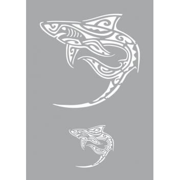 194311 - 3760131943115 - Ki-Sign - Pochoir adhésif pour tissu Requin Maori A4