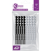 Strass thermocollant tissu ø3/4/5/6mm Noir Blanc 176 pièces