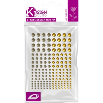 194238 - 3760131942385 - Ki-Sign - Strass thermocollant tissu ø3/4/5/6mm Duo Or 176 pièces - 2