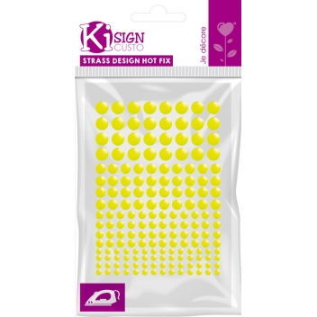 194348 - 3760131943481 - Ki-Sign - Strass thermocollant tissu ø3/4/5/6mm Fluo Jaune 176 pièces - 3