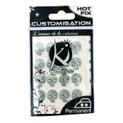 Clou Tête de mort (Skull) thermocollant 12x10mm Argenté 16 Pièces