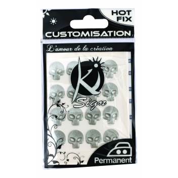 194182 - 3760131941821 - Ki-Sign - Clou Tête de mort (Skull) thermocollant 12x10mm Argenté 16 Pièces