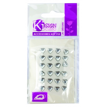 194143 - 3760131941432 - Ki-Sign - Strass thermocollant coeur 6,5x7mm Cristal 24 Pièces