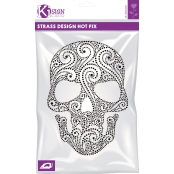 Transfert thermocollant clou & strass Crâne Spirales 18x25 cm