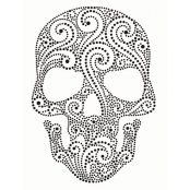 Transfert thermocollant clou & strass Crâne Spirales 18x25 cm
