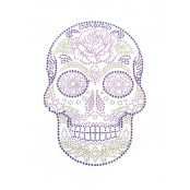 Transfert thermocollant clou & strass Crâne Mexicain Fluo 1