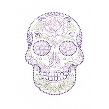 194552 - 3760131945522 - Ki-Sign - Transfert thermocollant clou & strass Crâne Mexicain Fluo 1