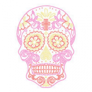194554 - 3760131945546 - Ki-Sign - Transfert thermocollant clou & strass Crâne Mexicain Fluo 3