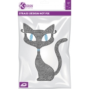 Transfert thermocollant clou & strass Chat 18,5x15 cm