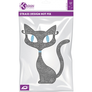 194760 - 3760131947601 - Ki-Sign - Transfert thermocollant clou & strass Chat 18,5x15 cm - 2