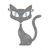 Transfert thermocollant clou & strass Chat 18,5x15 cm