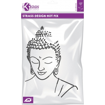 194762 - 3760131947625 - Ki-Sign - Transfert thermocollant clou & strass Bouddha Profil 25x19 cm - 2