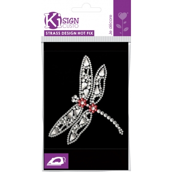 194622 - 3760131946222 - Ki-Sign - Transfert thermocollant clou & strass Libellule 8,7x10,4 cm