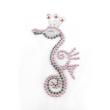 194599 - 3760131945997 - Ki-Sign - Transfert thermocollant clou & strass Hippocampe rose 10,3x6cm