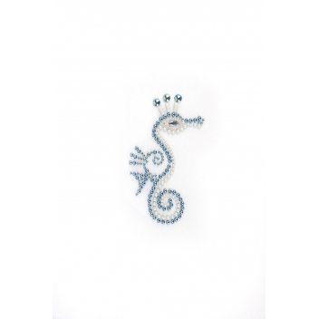 194600 - 3760131946000 - Ki-Sign - Transfert thermocollant clou & strass Hippocampe bleu 10,5x6cm