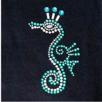 194600 - 3760131946000 - Ki-Sign - Transfert thermocollant clou & strass Hippocampe bleu 10,5x6cm - 2
